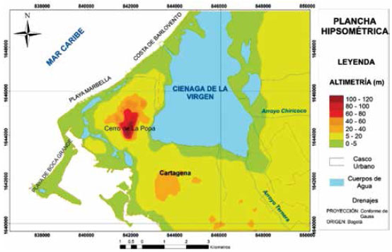 Plancha hipsom&eacute;trica del &aacute;rea de estudio