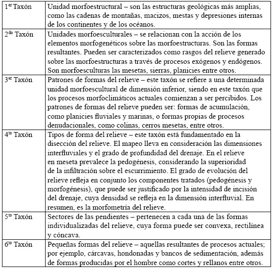 Representaci&oacute;n esquem&aacute;tica de las unidades taxon&oacute;micas propuestas
por Ross (1992)