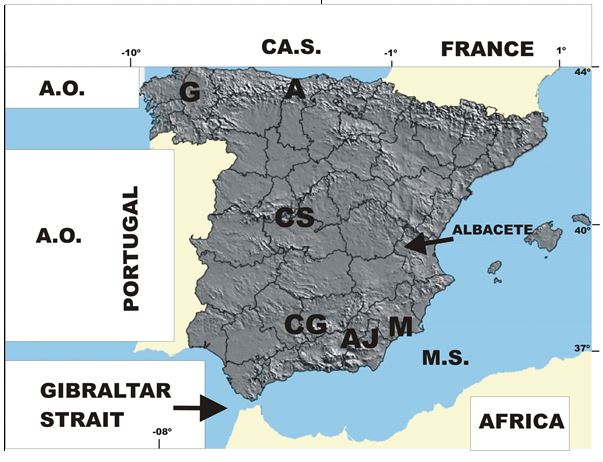 Morphotectonic studied areas