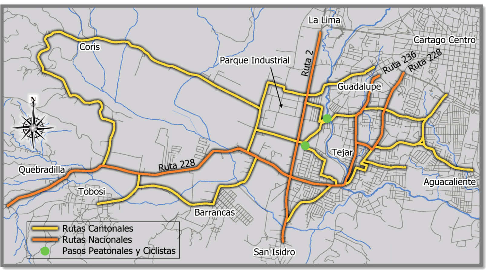 Red de movilidad ciclista en la zona de estudio