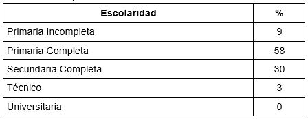 Escolaridad de los usuarios de bicicleta en la zona (n=74)