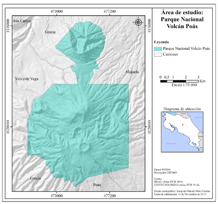 Área de estudio: Parque Nacional Volcán Poás