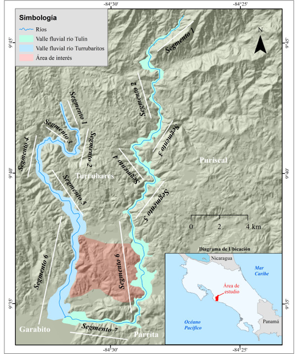 Segmentaci&oacute;n de la respuesta hidrol&oacute;gica de los r&iacute;os Tulin y Turrubaritos a los procesos de levantamiento y subsidencia de la cuenca.