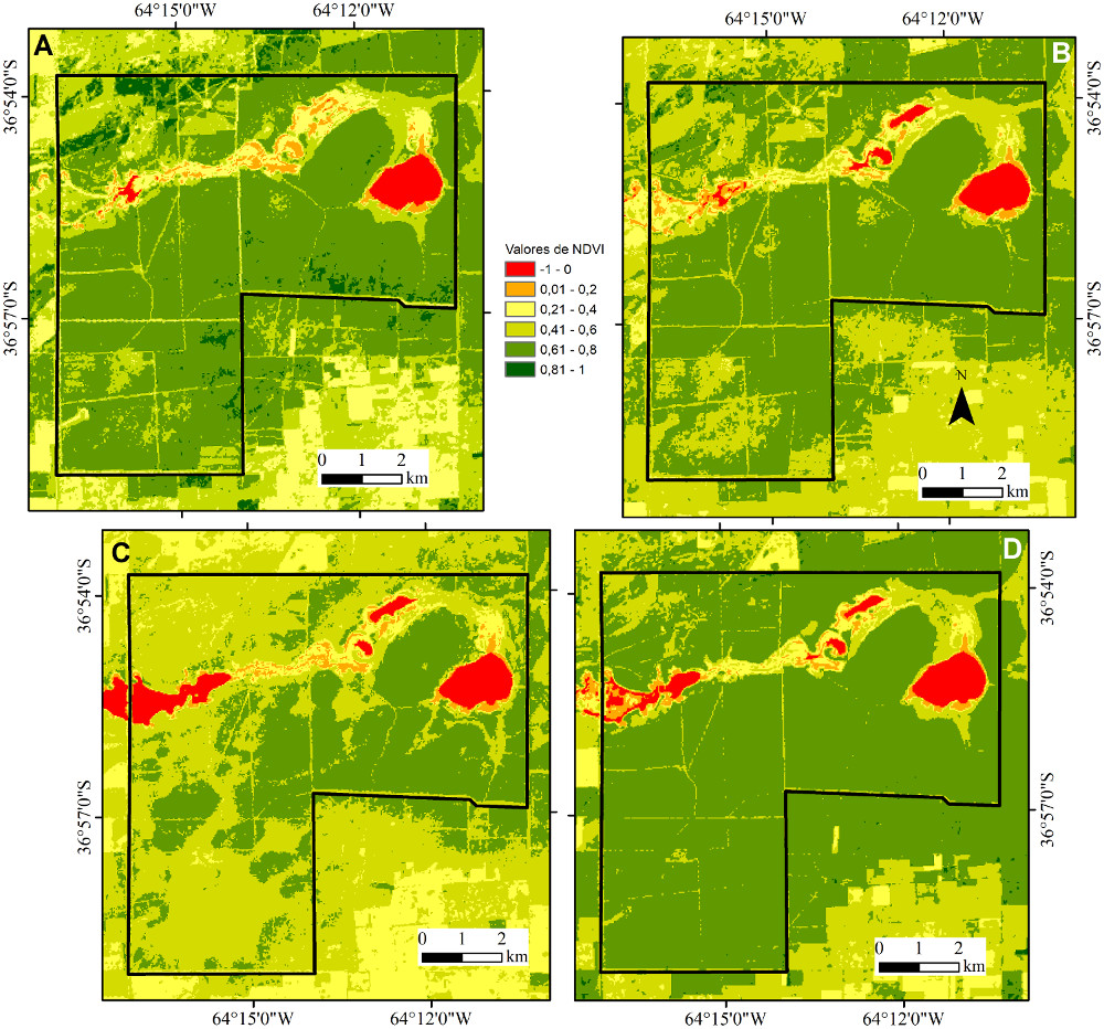 NDVI seg&uacute;n las estaciones t&eacute;rmicas en la Reserva Provincial Parque Luro