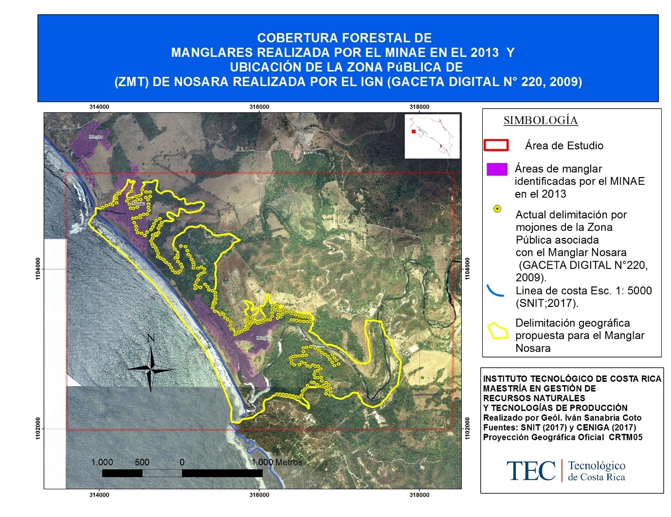 Propuesta para una delimitación geográfica del manglar de Nosara.