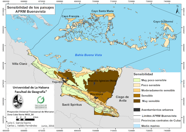 Mapa de la sensibilidad de los paisajes