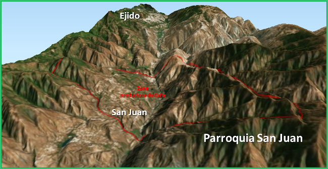Ubicaci&oacute;n relativa local. L&iacute;mites de la Parroquia San Juan de Lagunillas.