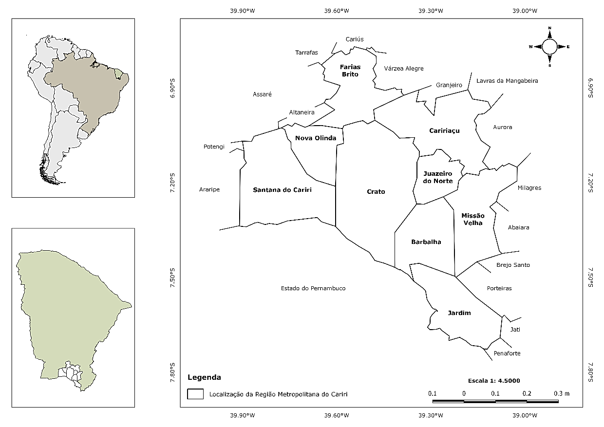 Localização da Região Metropolitana do Cariri