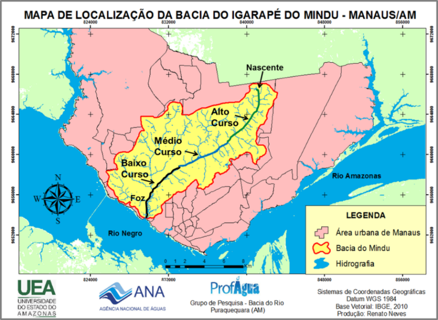 Mapa da microbacia do igarap&eacute; do Mindu.