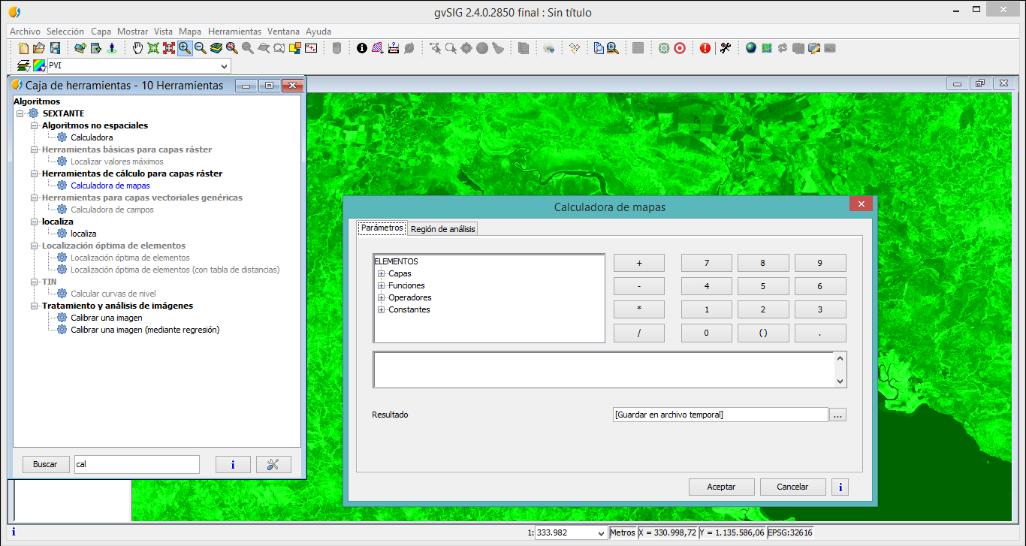 Calculadora de mapas de GvSIG