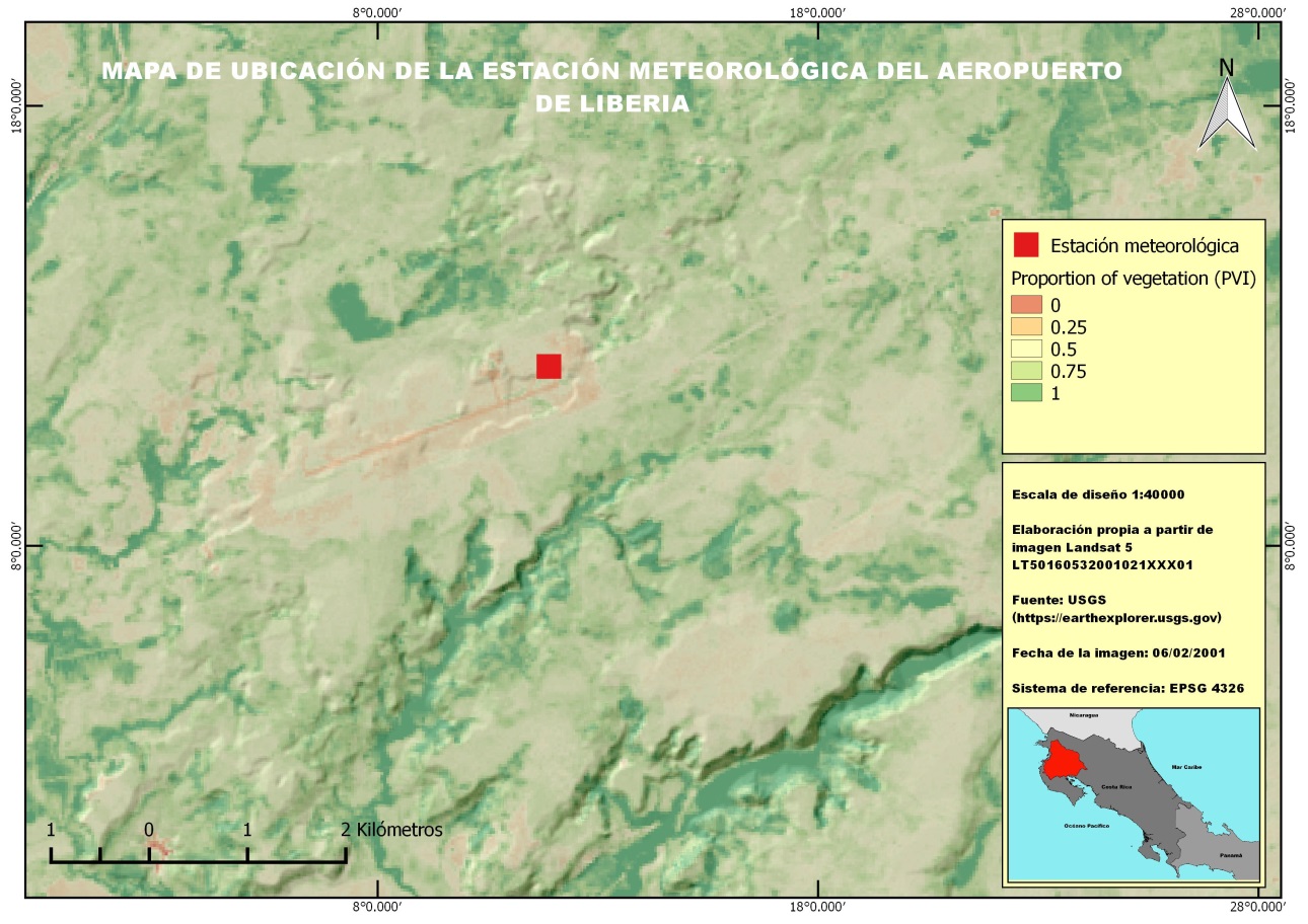 El valor de emisividad para el pixel de la estaci&oacute;n de Liberia es de 0987321