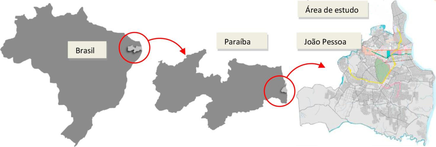 Mapa de localiza&ccedil;&atilde;o da cidade de Jo&atilde;o Pessoa no Estado brasileiro da Para&iacute;ba