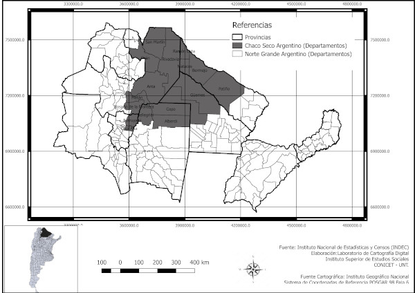 Chaco Seco Argentino: ubicaci&oacute;n geogr&aacute;fica y departamentos que lo integran