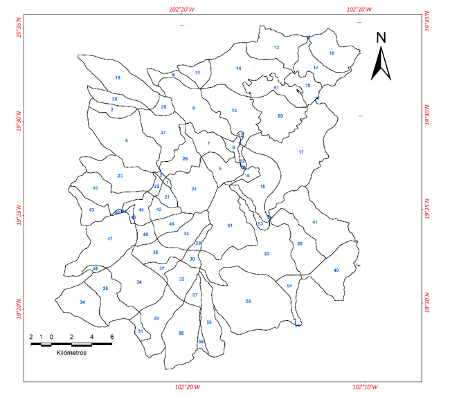 Representación del cruce de cuencas y las Localidades Físico-Geográficas