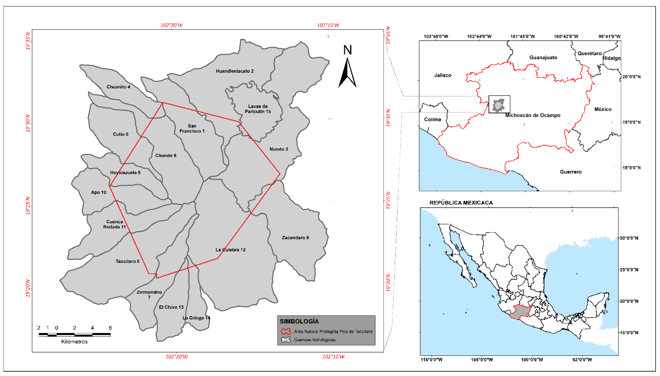 Mapa de ubicación del área de estudio, APFFPT