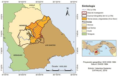 Localizaci&oacute;n de la cuenca del r&iacute;o La Villa y el &aacute;rea de investigaci&oacute;n.