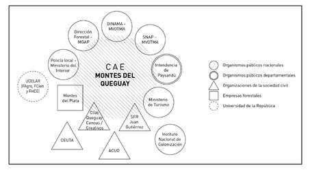 Sistema de actores de Montes del Queguay, 2018