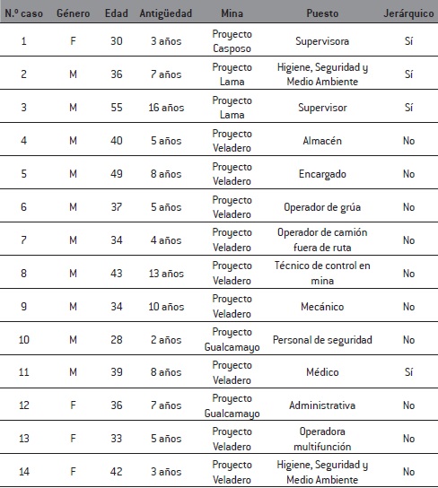 Caracterización-perfil de las unidades de análisis