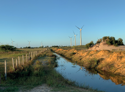�rea rodeada y ocupada por aerogeneradores en la comunidad de Enxu Queimado (Pedra Grande-Rio Grande do Norte), 2023