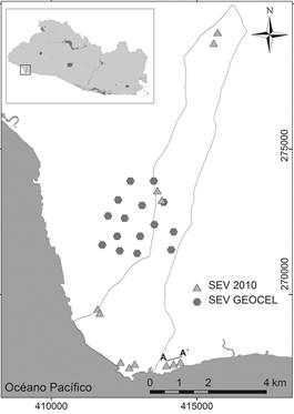 Ubicación de sondeos eléctricos verticales y perfil longitudinal.