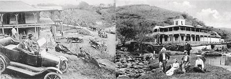 Diferentes tomas hist&oacute;ricas del primer hotel y balneario termal de Costa Rica, el Bella Vista o Ba&ntilde;os Termales de Aguacaliente (1886 - 1910) localizado al sur de Cartago. El hotel se encontraba en Hervidero, a 3,5 km al sur de Cartago, en lo que hoy es la entrada a la Ciudad de los Ni&ntilde;os, donde solo quedan en pie parte de sus cimientos. Fotograf&iacute;a de fuente desconocida.