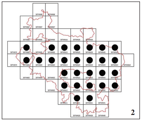 Known distribution of E. catax in the study area according to UTM squares of 10 x 10 km.
