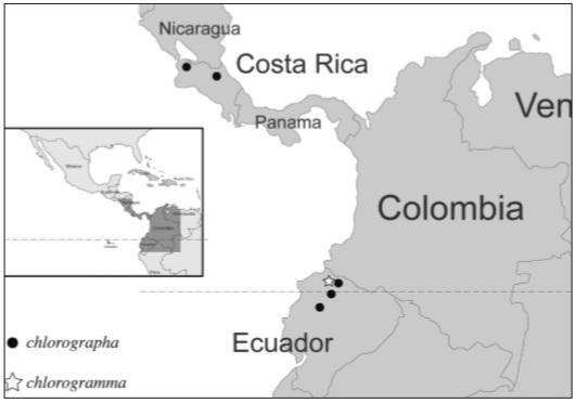 Atrigalleria Becker, gen. n., distribution.