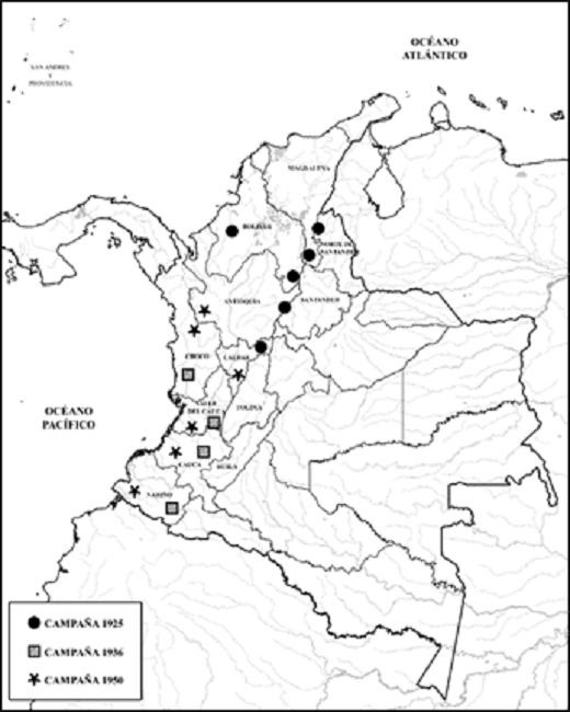 Campa&ntilde;as antipi&aacute;nicas en Colombia en la primera mitad del siglo XX