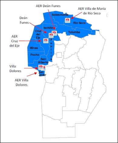 Departamentos de la regi&oacute;n Noroeste de la provincia de C&oacute;rdoba a comienzos del siglo XX