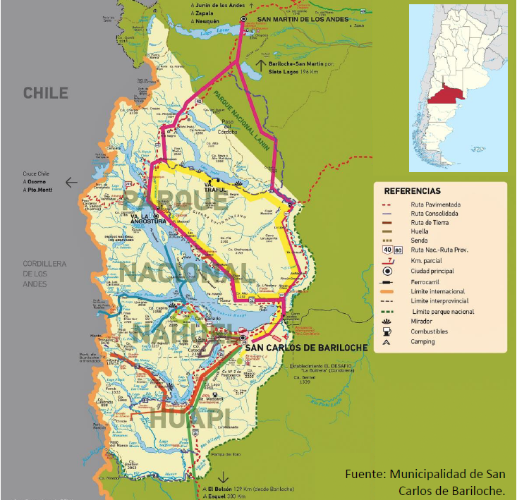 Mapa del Parque Nacional Nahuel Huapi