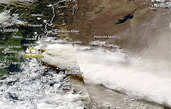 Complejo volcnico Puyehue-Cordn Caulle.Dispersin de depsitos piroplsticos (primeros 23 das de erupcin)