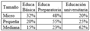 Estatus de las personas
entrevistas y su formaci&oacute;n acad&eacute;mica.