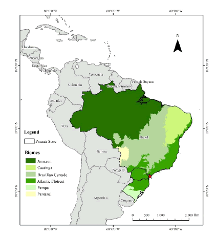 Location Map Salto Morato Nature Reserve (F), eastern coast of the state of Paran�, southern Brazil.