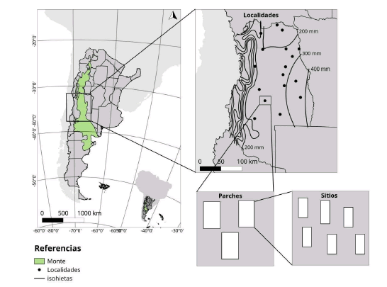 Mapa del �rea de estudio y dise�o espacial de muestreo.