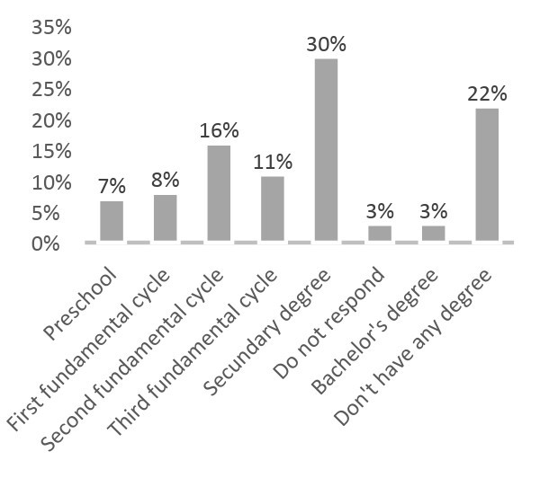 Maximum degree of studies of the children of the household