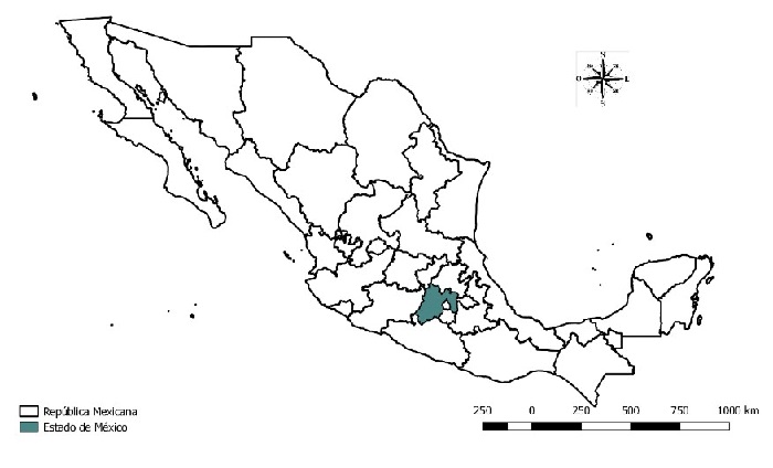 Ubicación del Estado de México en la República Mexicana