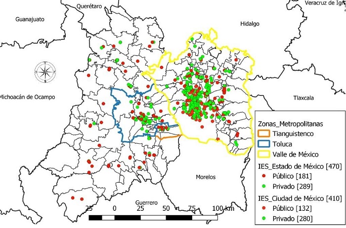 Oferta de educación superior en el Estado de México por tipo de sostenimiento