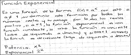 Definición de función exponencial
dada al grupo control