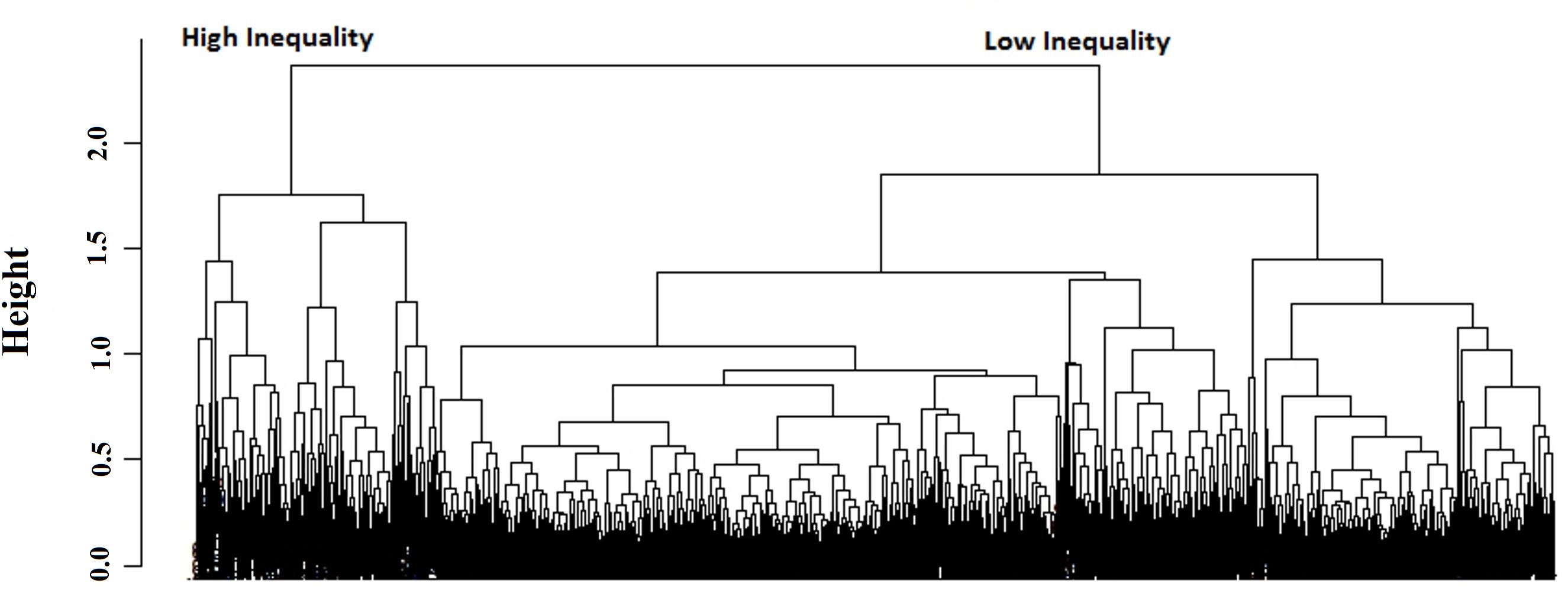Income inequality: dendrogram using hierarchical clustering