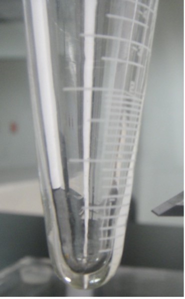 Geometric profile of a conical glassware instrument. Note the unevenness of the wall thickness.