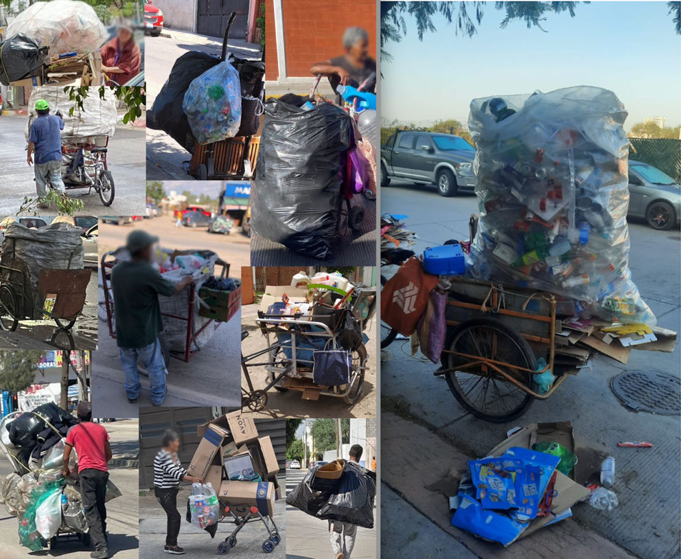 Pepenadoras y pepenadores en vía pública de León