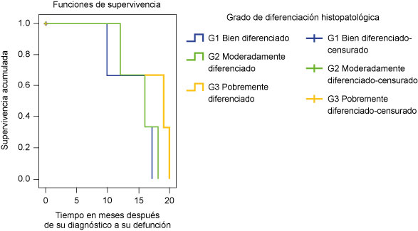 Supervivencia a 60 meses de pacientes con cáncer de pene según el grado de diferenciación histológica