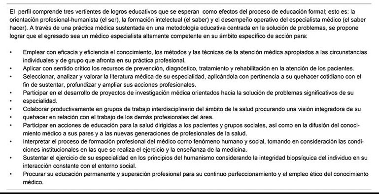 Perfil del egresado del Programa &Uacute;nico de Especialidades M&eacute;dicas
