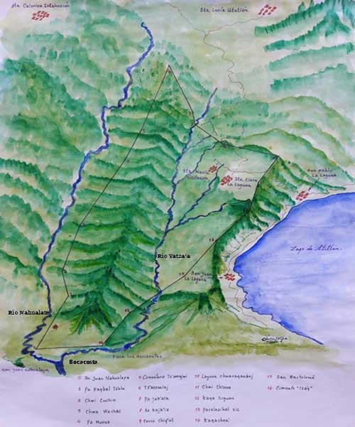 Mapa ilustrativo de Visitaci&oacute;n, seg&uacute;n T&iacute;tulo de 1739.