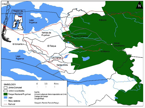 Ubicacin geogrfica zona de estudio Puyehue, Regin de Los Lagos.