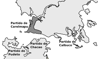 Mapa de zonas habitadas de Carelmapu, 1785