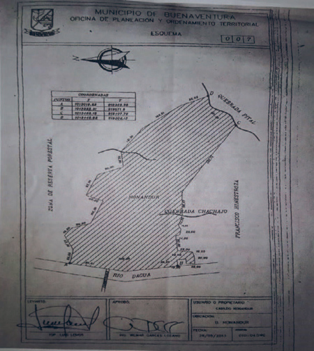 Delimitaci�n del predio de Nonandur.