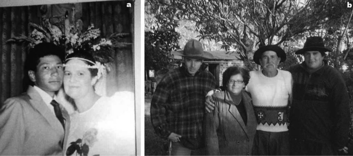 Fotos que representan las percepciones sobre familia: a) Rosane, 17 años, Región centro oriental;
b) Larissa, 15 años, Región centro oriental.