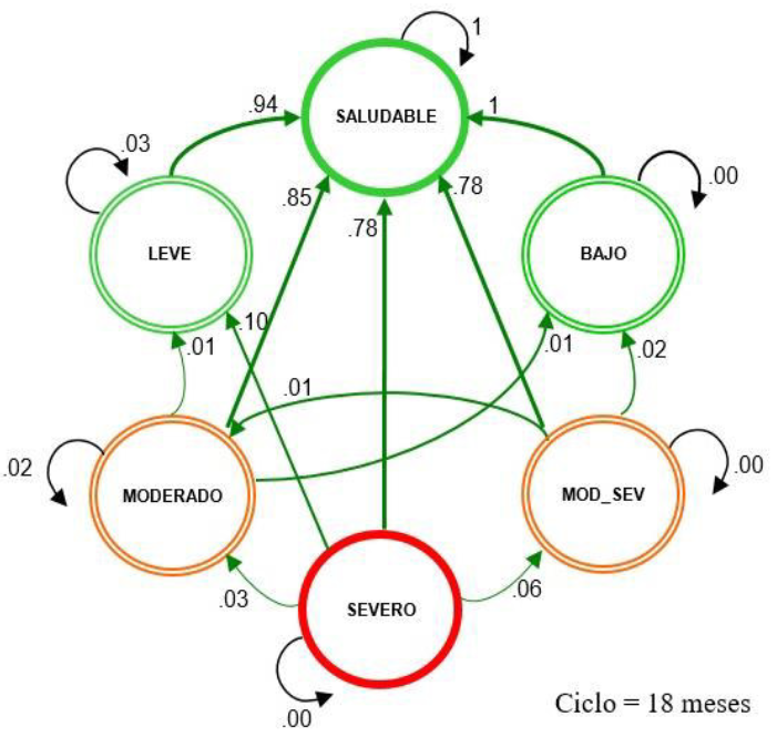 Representación gráfica del segundo ciclo del Modelo de Markov - Estadio 2