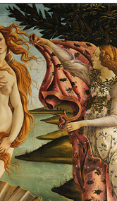 Sandro Botticelli, Detalhe de O Nascimento de V&ecirc;nus (cerca de 1484-1485) t&ecirc;mpera sobre tela. Floren&ccedil;a: Galleria degli Uffizi